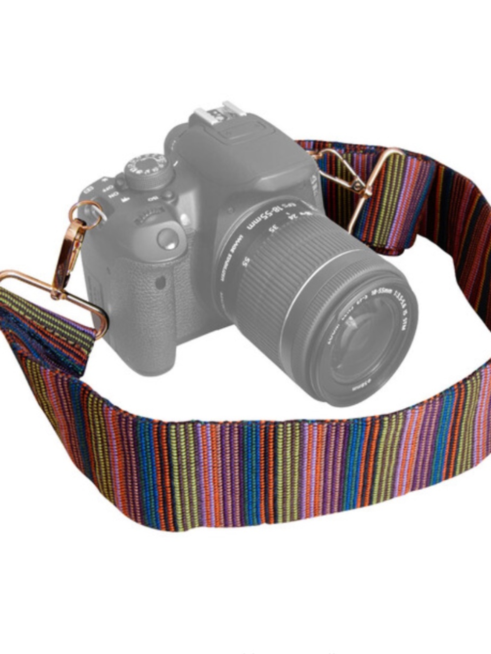 Vintage Inspired Rainbow Multi Stripe Camera Purse Strap 26-51 in